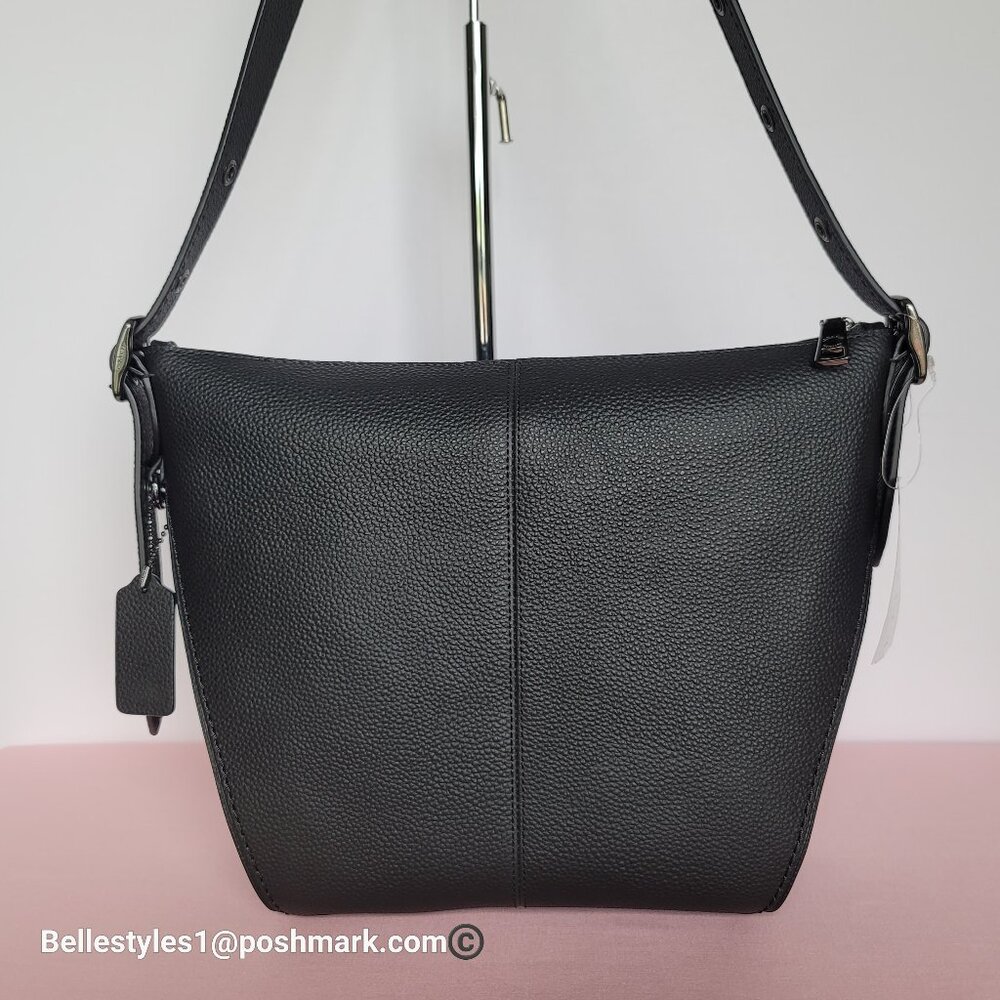 COACH Small Dufflette Pebbled Leather Crossbody Bag -Black color 🎈$189. - Picture 5 of 16